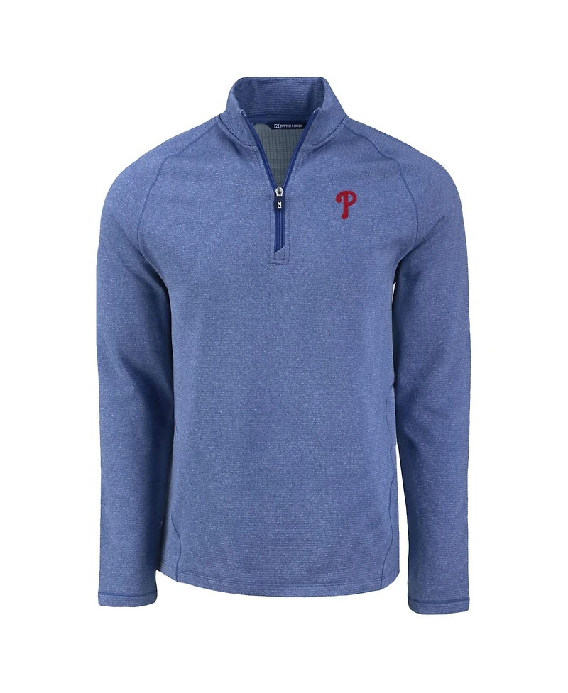Cutter & Buck Men's Heather Royal Philadelphia Phillies Peshastin Eco Fleece Raglan Quarter-Zip Sweatshirt