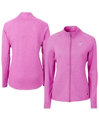 Cutter & Buck Women's Heather Light Pink Los Angeles Dodgers Raglan Adapt Eco Knit Heather Full-Zip Jacket