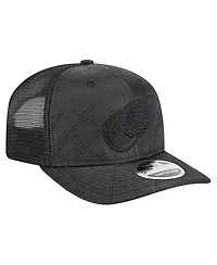 New Era Men's Black Detroit Red Wings Quilted Nylon 9SEVENTY Adjustable Trucker Hat