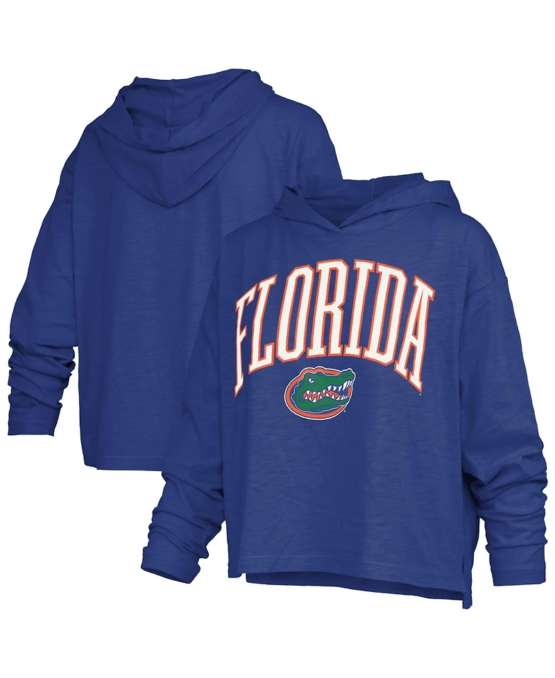 Pressbox Women's Royal Florida Gators Nelson Arch Over Logo Long Sleeve Hooded Slub T-Shirt