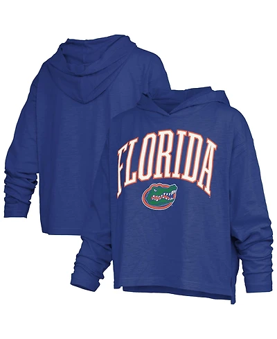 Pressbox Women's Royal Florida Gators Nelson Arch Over Logo Long Sleeve Hooded Slub T-Shirt