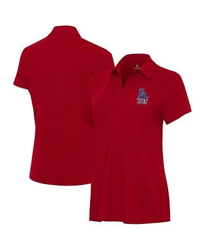 Antigua Women's Red Los Angeles Dodgers Independence Day Patriotic Logo Era Polo