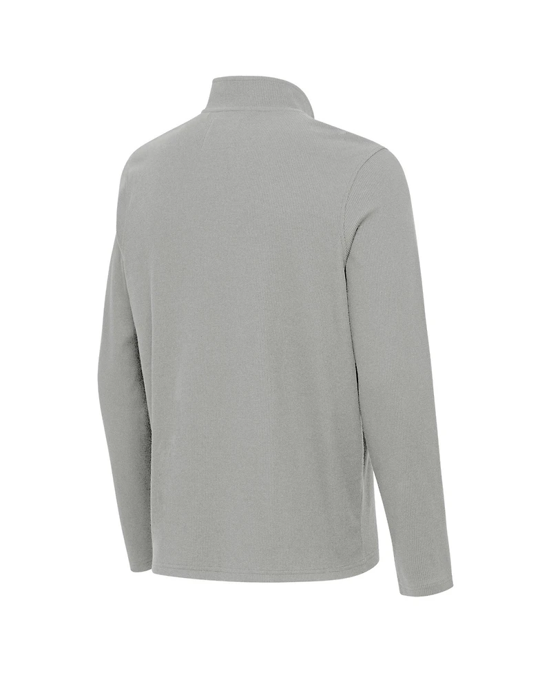 Antigua Men's Heather Gray Los Angeles Dodgers Sync Tri-Blend Quarter-Zip Pullover