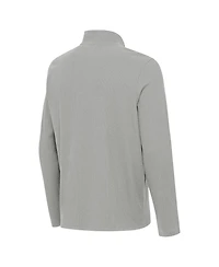 Antigua Men's Heather Gray Los Angeles Dodgers Sync Tri-Blend Quarter-Zip Pullover