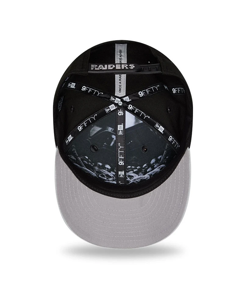 New Era Big Boys and Girls Black/Silver Las Vegas Raiders 2026 Nfl Draft Pre-Curved 9FIFTY Snapback Hat