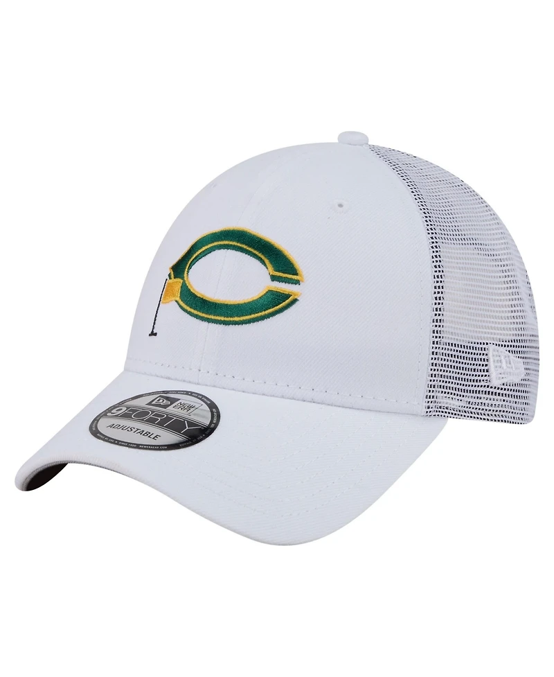 New Era Men's White Cincinnati Reds Flag 9FORTY Trucker Adjustable Hat