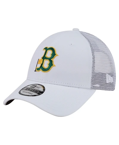 New Era Men's White Boston Red Sox Flag 9FORTY Trucker Adjustable Hat