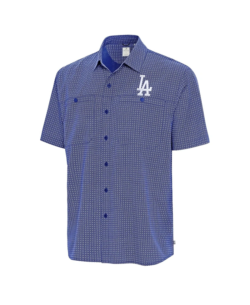 Antigua Men's Royal Los Angeles Dodgers Mosaic Button-Up Shirt