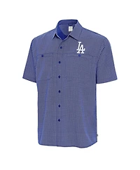Antigua Men's Royal Los Angeles Dodgers Mosaic Button-Up Shirt