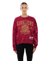 New Era Women's Wine Cleveland Cavaliers Throwback Collection Mineral Wash Crewneck Sweatshirt
