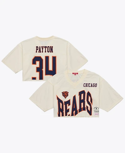 Mitchell & Ness Women's Walter Payton Cream Chicago Bears Retired Player Cropped Fashion Jersey