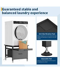 homfan Bathroom Storage Cabinet, 29 Inch Metal Organizer with Pull Out Shelf and Drawer for