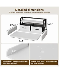homfan Laundry Countertop, 54 Inch Wood Washer Dryer Topper with 2 Tier Shelf for Laundry Room