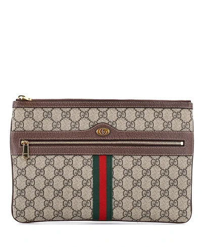 Pre-Owned Gucci Large Ophidia Zip Pouch Gg Coated Canvas