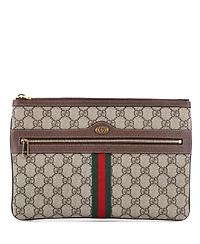 Pre-Owned Gucci Large Ophidia Zip Pouch Gg Coated Canvas