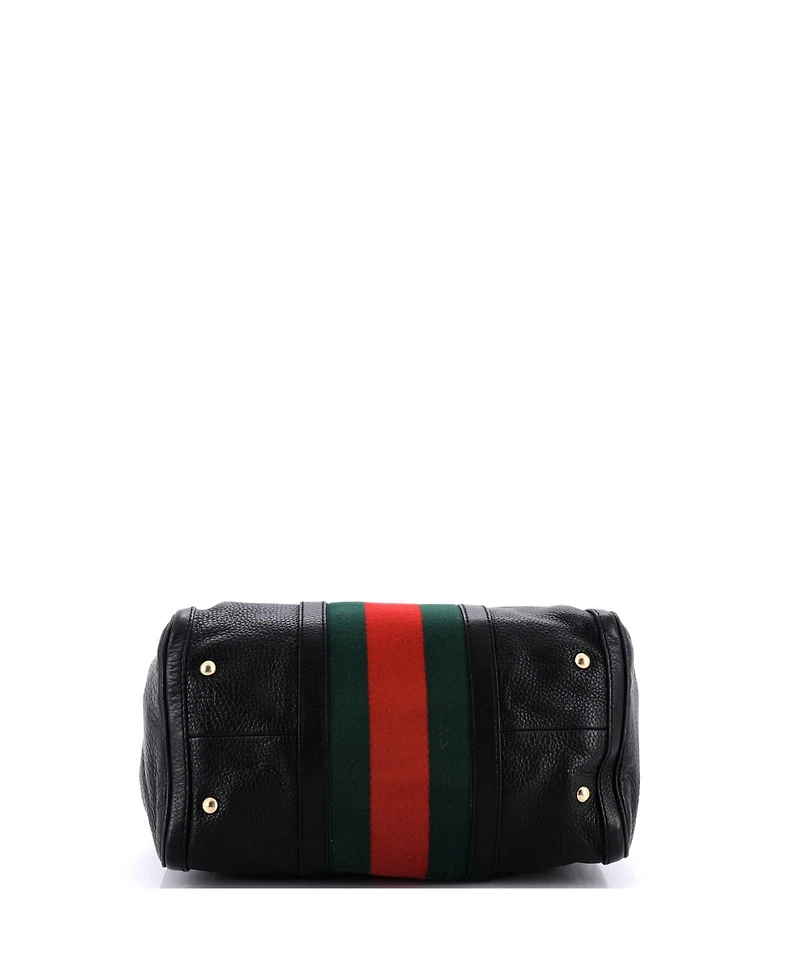 Pre-Owned Gucci Medium Vintage Web Boston Bag Leather