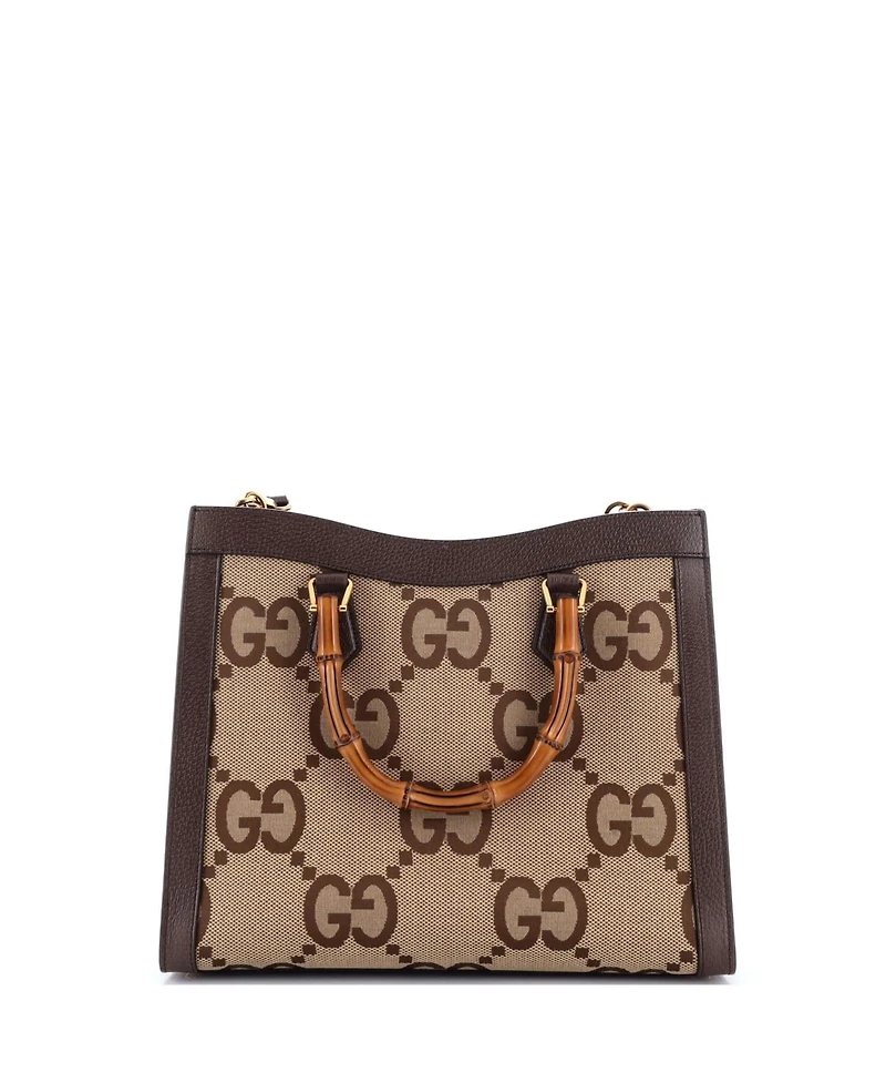 Pre-Owned Gucci Medium Diana Nm Bamboo Handle Tote Jumbo Gg Canvas