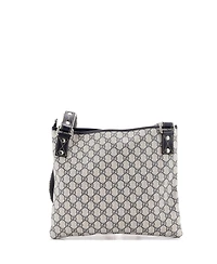 Pre-Owned Gucci Large Web Loop Flat Messenger Gg Coated Canvas