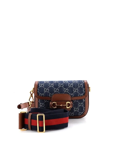 Pre-Owned Gucci Mini Horsebit 1955 Shoulder Bag Gg Denim