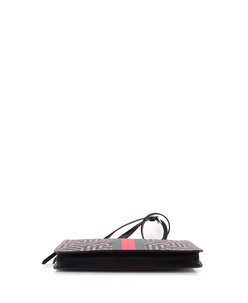 Pre-Owned Gucci Bee Web Zip Messenger Bag Caleido Gg Coated Canvas