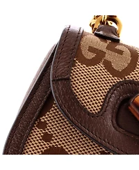 Pre-Owned Gucci Mini Bamboo 1947 Top Handle Bag Jumbo Gg Canvas