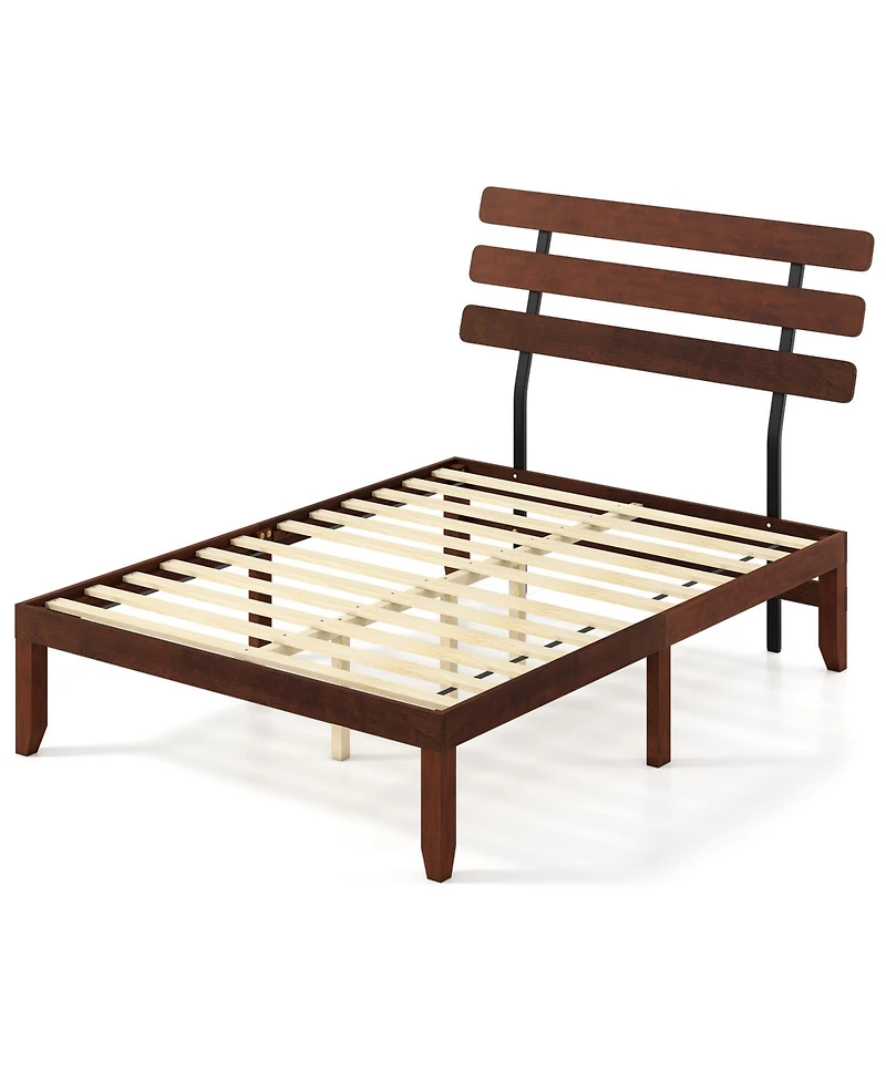 Slickblue Stylish Wooden Bed Frame with Retro Headboard