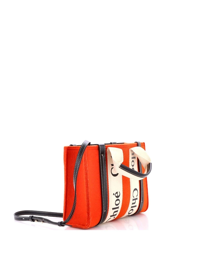 Pre-Owned Chloe Small Woody Tote Felt with Leather and Canvas