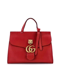Pre-Owned Gucci Medium Gg Marmont Animalier Top Handle Bag Leather