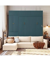 Streamdale Furniture Queen Size Murphy Bed Wall Bed with Sofa and Shelves