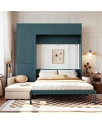 Streamdale Furniture Queen Size Murphy Bed Wall Bed with Sofa and Shelves
