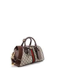 Pre-Owned Gucci Medium Ophidia Convertible Boston Top Handle Bag Gg Coated Canvas with Leather