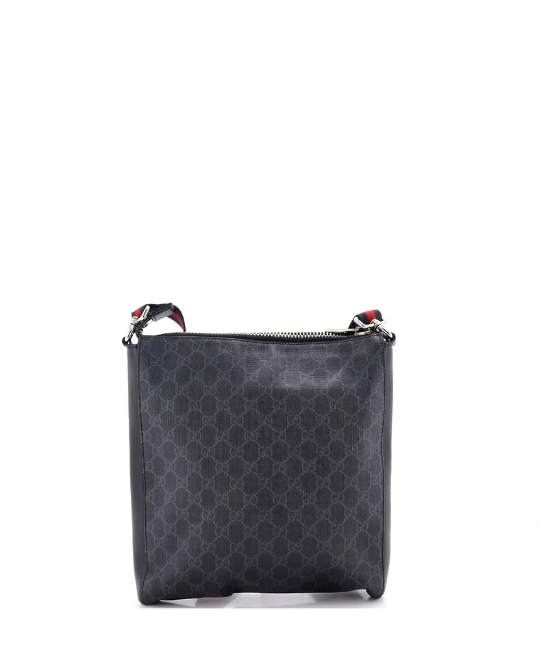 Pre-Owned Gucci Medium Web Strap Front Zip Messenger Bag Gg Coated Canvas
