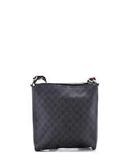 Pre-Owned Gucci Medium Web Strap Front Zip Messenger Bag Gg Coated Canvas