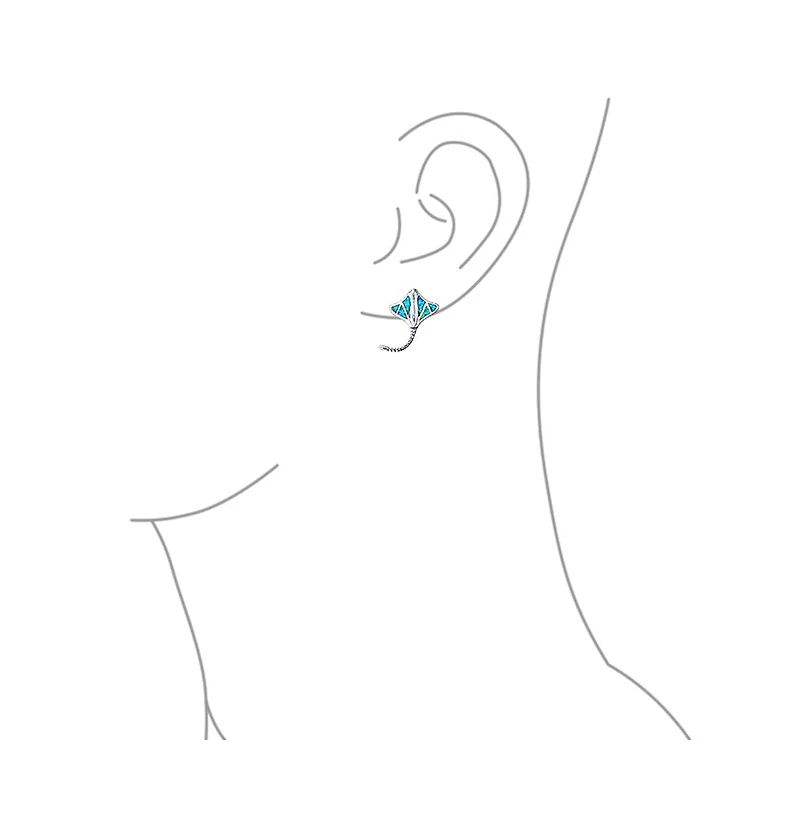 Bling Jewelry Nautical Created Opal Inlay Large Stingray Stud Earrings .925 Sterling Silver