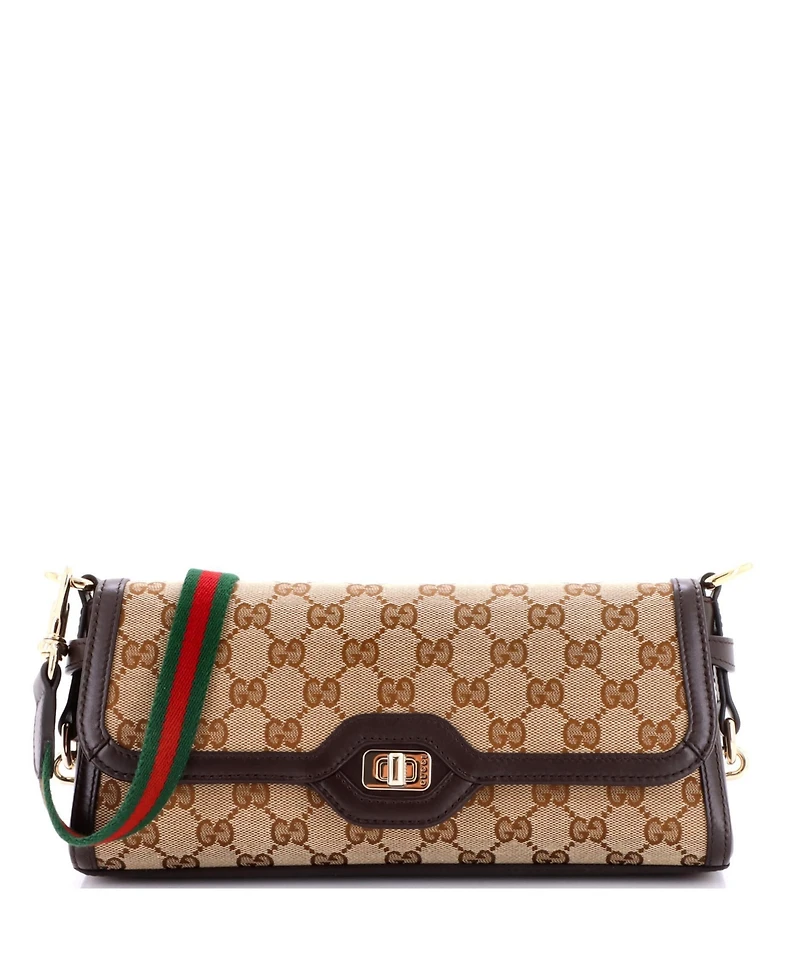 Pre-Owned Gucci Small Luce Shoulder Bag Gg Canvas with Leather
