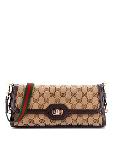 Pre-Owned Gucci Small Luce Shoulder Bag Gg Canvas with Leather
