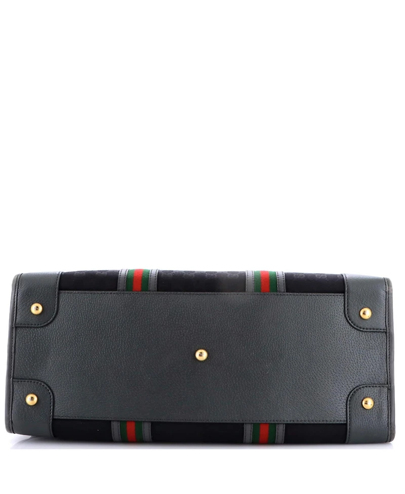 Pre-Owned Gucci Large Bauletto Duffle Bag Gg Canvas with Leather