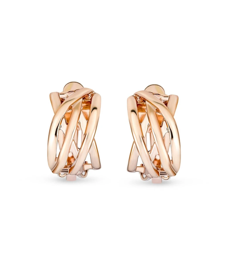 Bling Jewelry Classic Celtic Knot Clip-On Earrings Two Tone For Non-Pierced Ears Gold Plated
