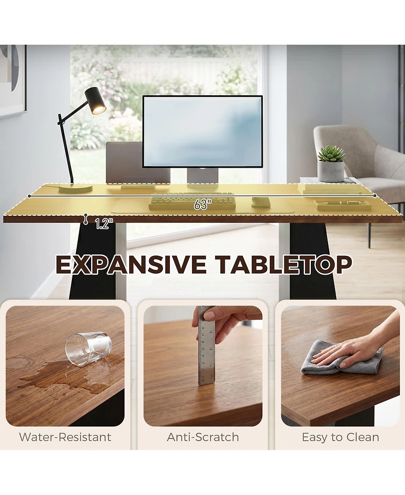 Homcom 63 Inch Computer Desk with Trapezoidal Frame