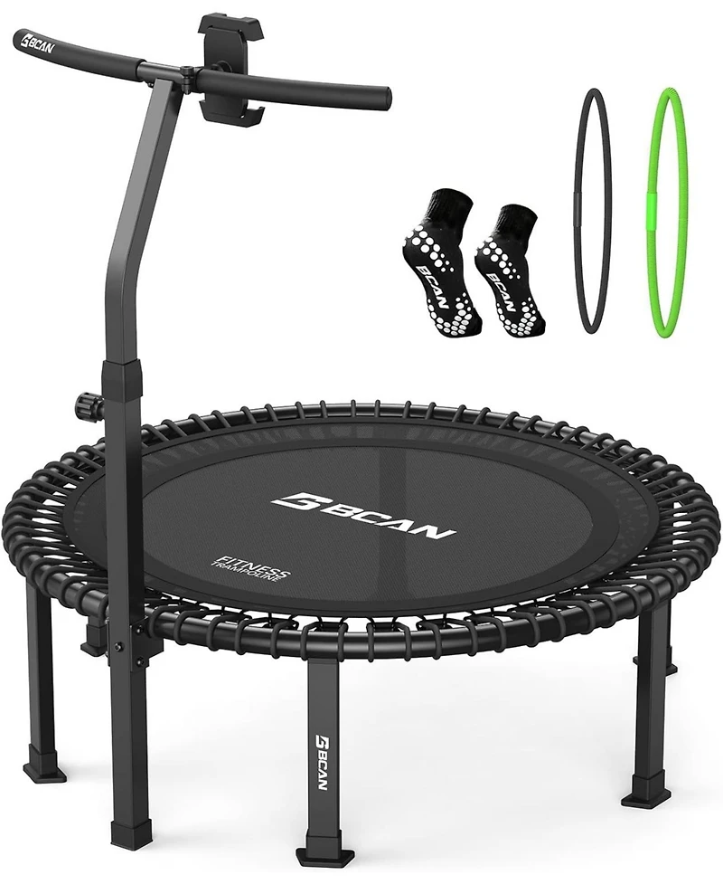Bcan 48" 500LBS Bungee Trampoline, Quiet Indoor Rebounder with Adjustable Tension and Phone Holder