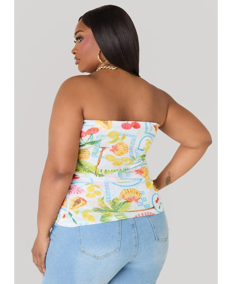 Ashley Stewart Women's Summer Print Mesh Tube Top
