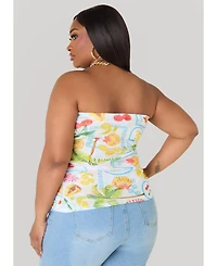 Ashley Stewart Women's Summer Print Mesh Tube Top
