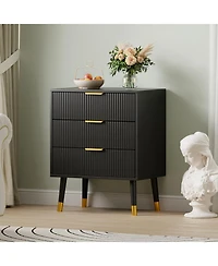homfan Modern 3-Drawer Nightstand Dresser, Deep Drawer Wood Chest, Side Table for Bedroom, Living Room, Hallway