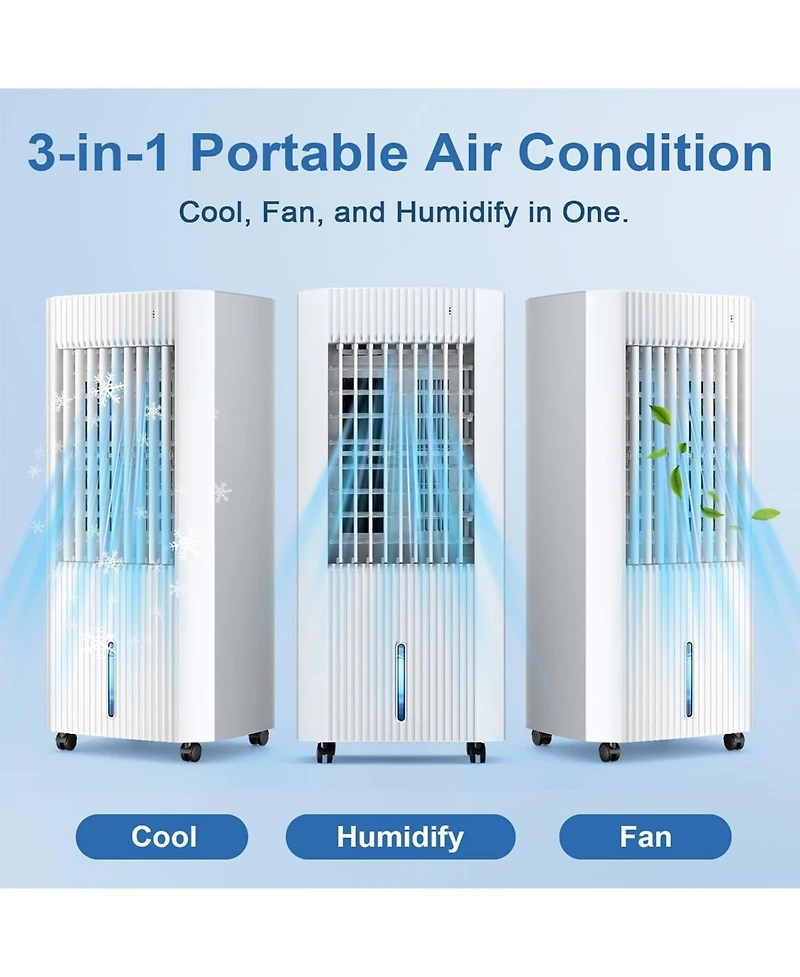 Antarctic Star 5L Evaporative Air Cooler, 3-in-1 Portable Fan with Remote and 15H Timer