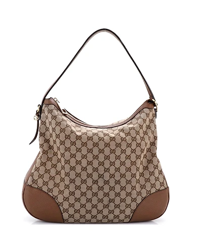 Pre-Owned Gucci Large Bree Hobo Gg Canvas with Leather