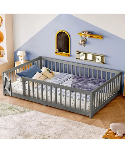 Streamdale Furniture Floor Bed with Safety Guardrails and Door