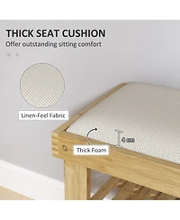 Homcom Bamboo Shoe Bench, Entryway Bench with Storage and Cushion