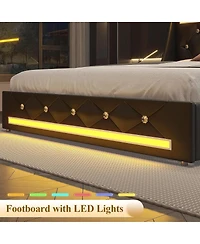 Streamdale Furniture Upholstered Bed with Storage, Led, Charging, No Box Spring