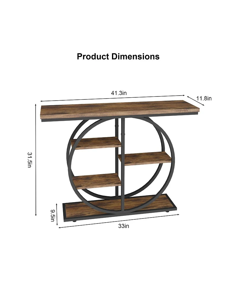 Streamdale Furniture 41.3 Inch Industrial Console Table with Storage Shelves