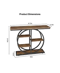 Streamdale Furniture 41.3 Inch Industrial Console Table with Storage Shelves